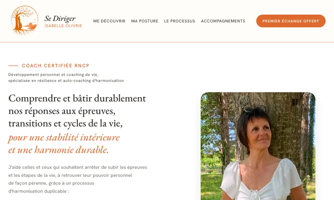 Site web d'Isabelle Olivrie, coach certifiée en développement personnel