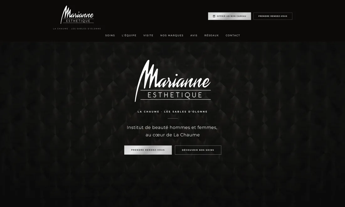 Site web de Marianne Esthétique, institut de beauté à La Chaume