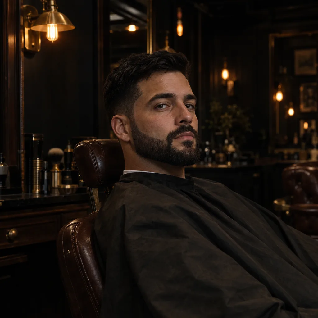 Homme à la barbe courte aux contours nets