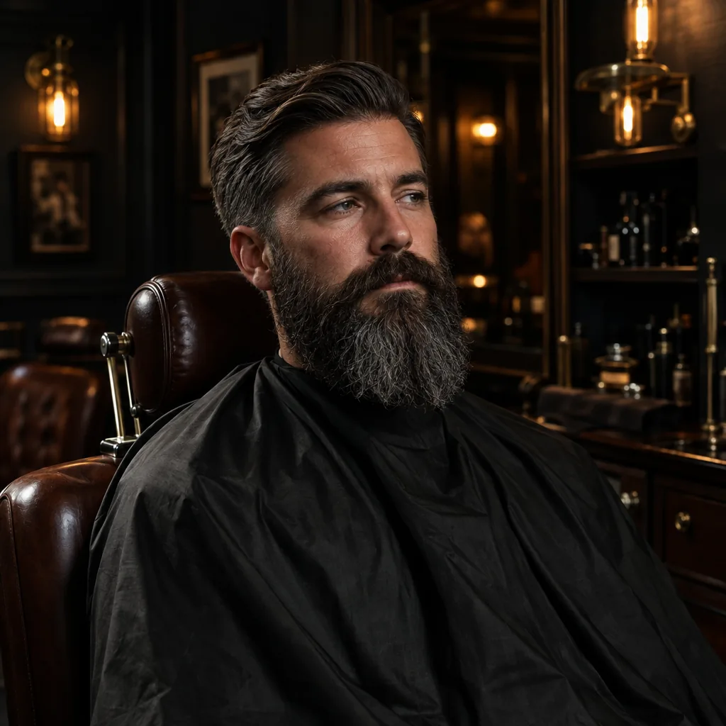 Homme à la barbe longue et fournie, mise en forme