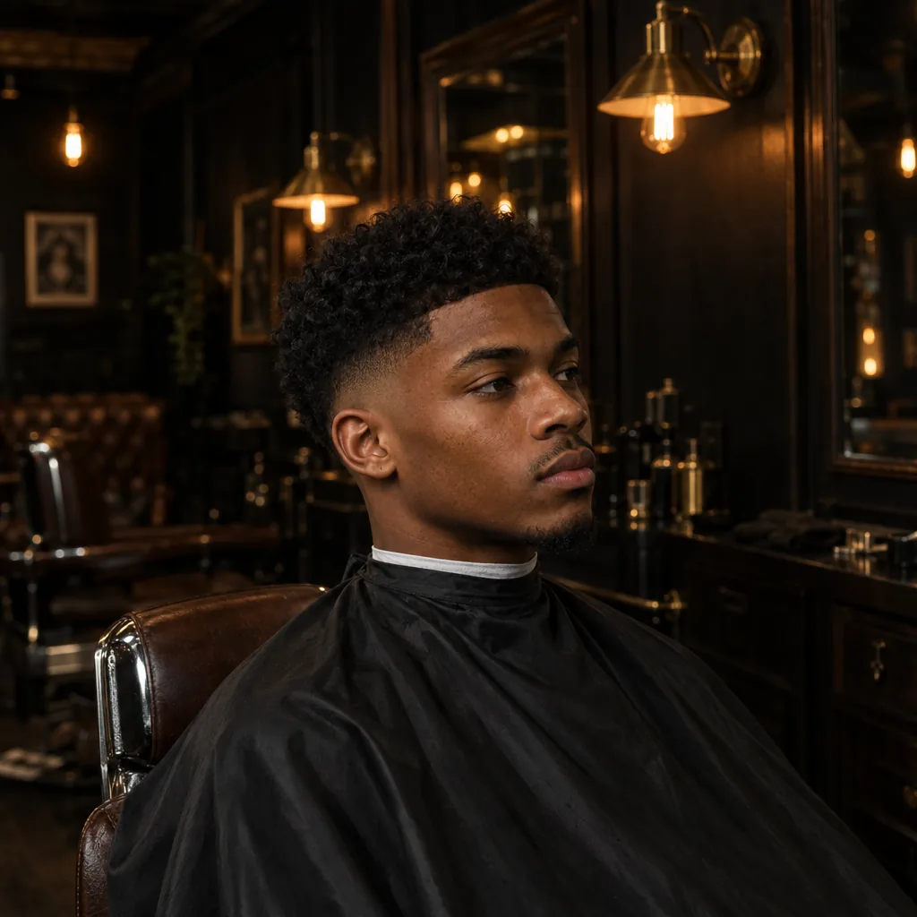 Jeune homme aux cheveux bouclés avec un dégradé sur les côtés