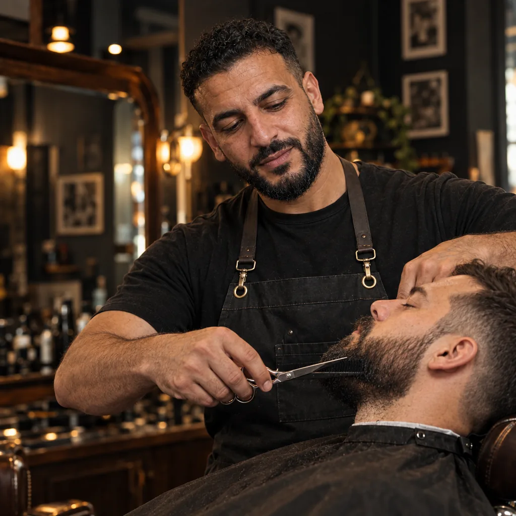 Taille de barbe à la tondeuse au salon