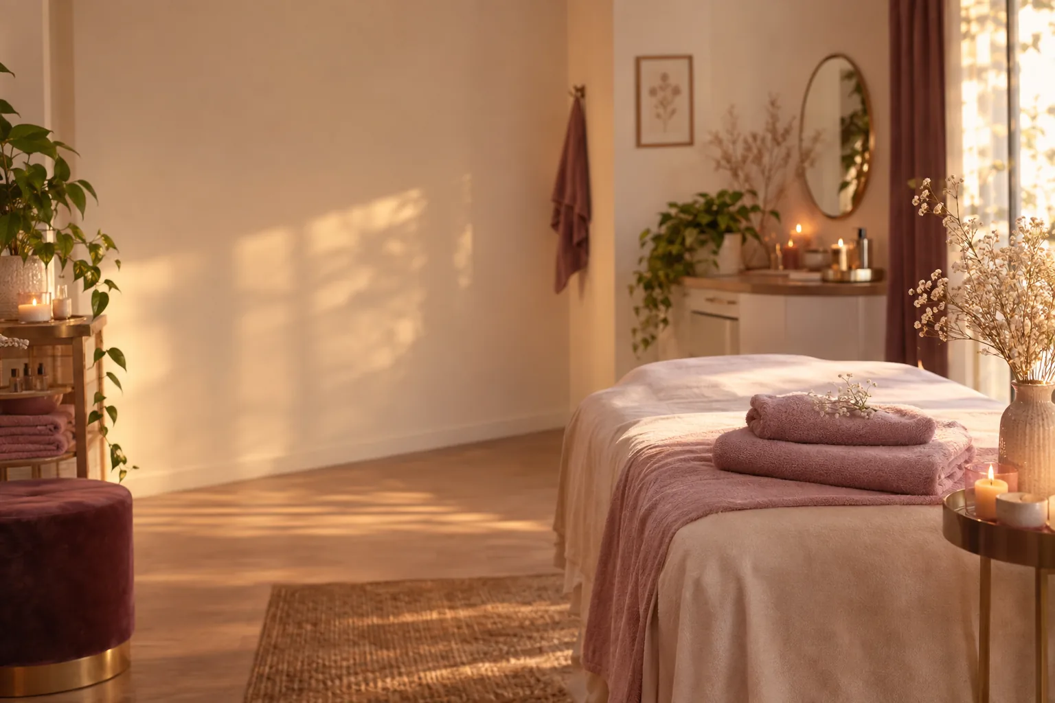 Ambiance douce et lumineuse d’un institut de beauté